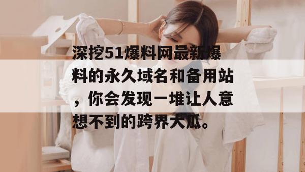 深挖51爆料网最新爆料的永久域名和备用站,你会发现一堆让人意想不到的跨界大瓜。